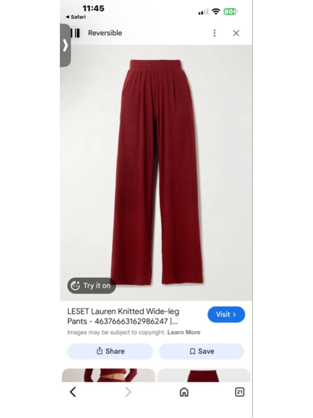 LESET Wide Leg Pants in Pinot Red S - Picture 2 of 8